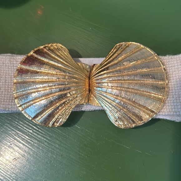 Mimi di N vintage 1973 gold shell buckle with hand stitch nautical belt main image 7
